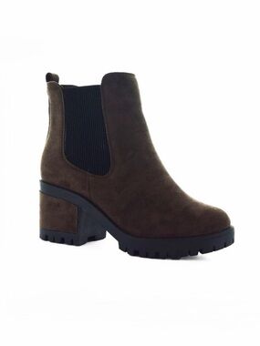 Seven7 BERLIN Brown Round Toe Block Heel Pull On Ankle Boots Size 8